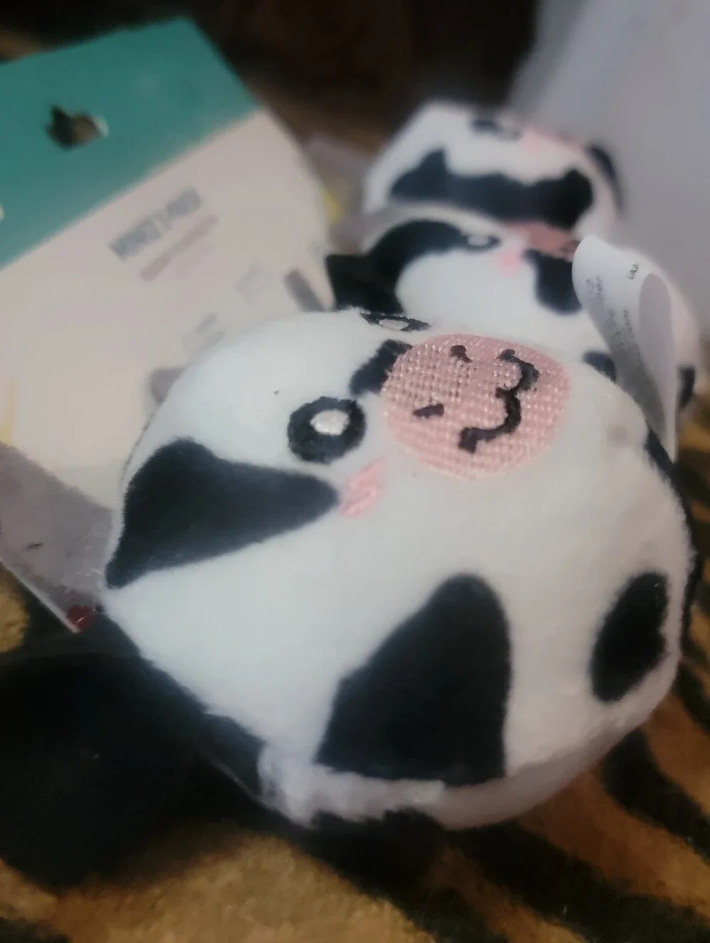 Zippy Paws Miniz 3-Pack Cow Squeaky Plush Dog Toys White & Black Xsmall New Ea.